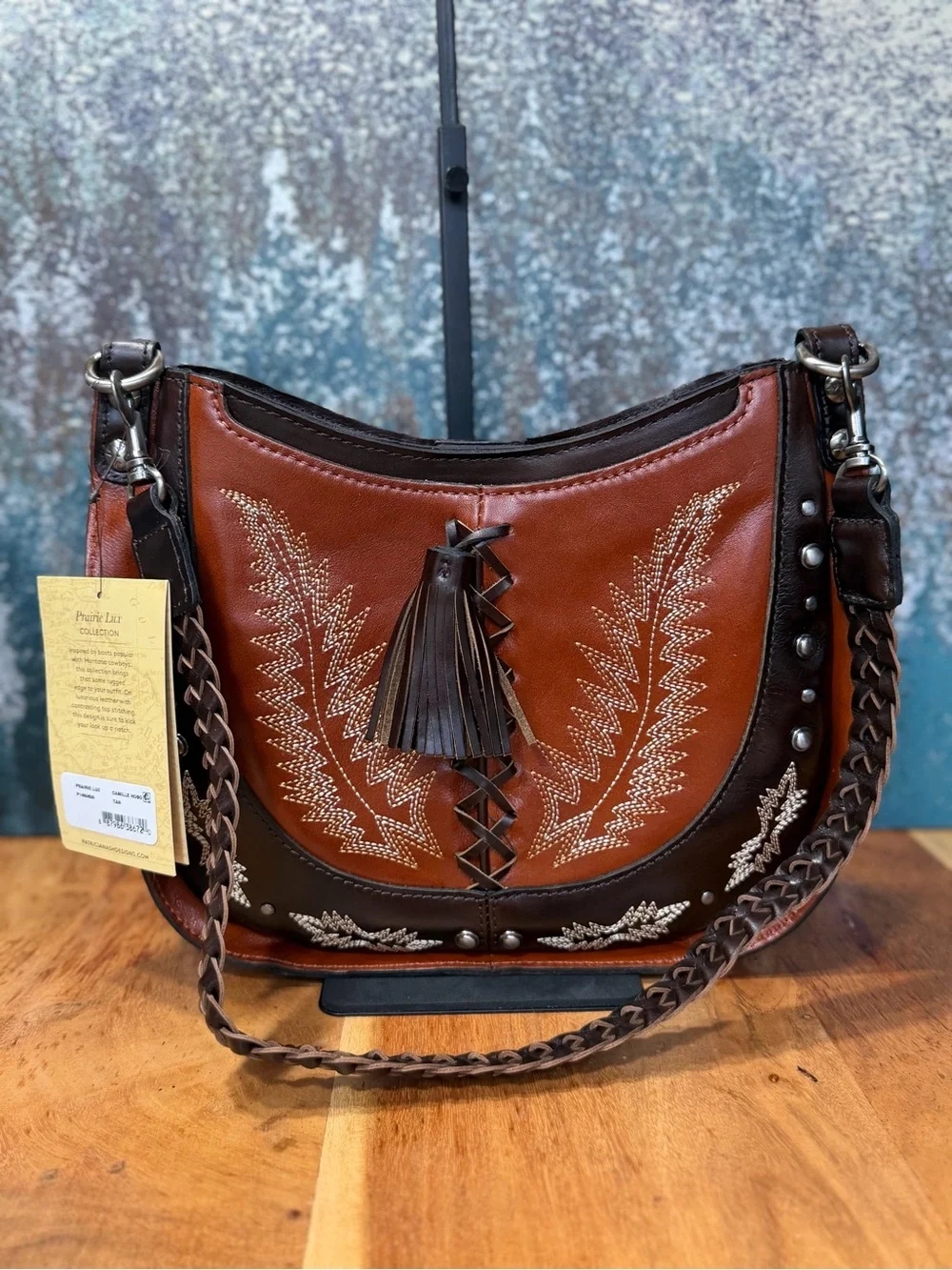 Patricia Nash Western 2010s Montana Camille Leather Hobo Crossbody